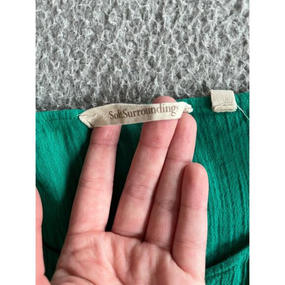 Soft Surroundings Tank Top Medium Lined Gauze Sleeveless Green Cotton Boho Beach - Picture 4 of 11